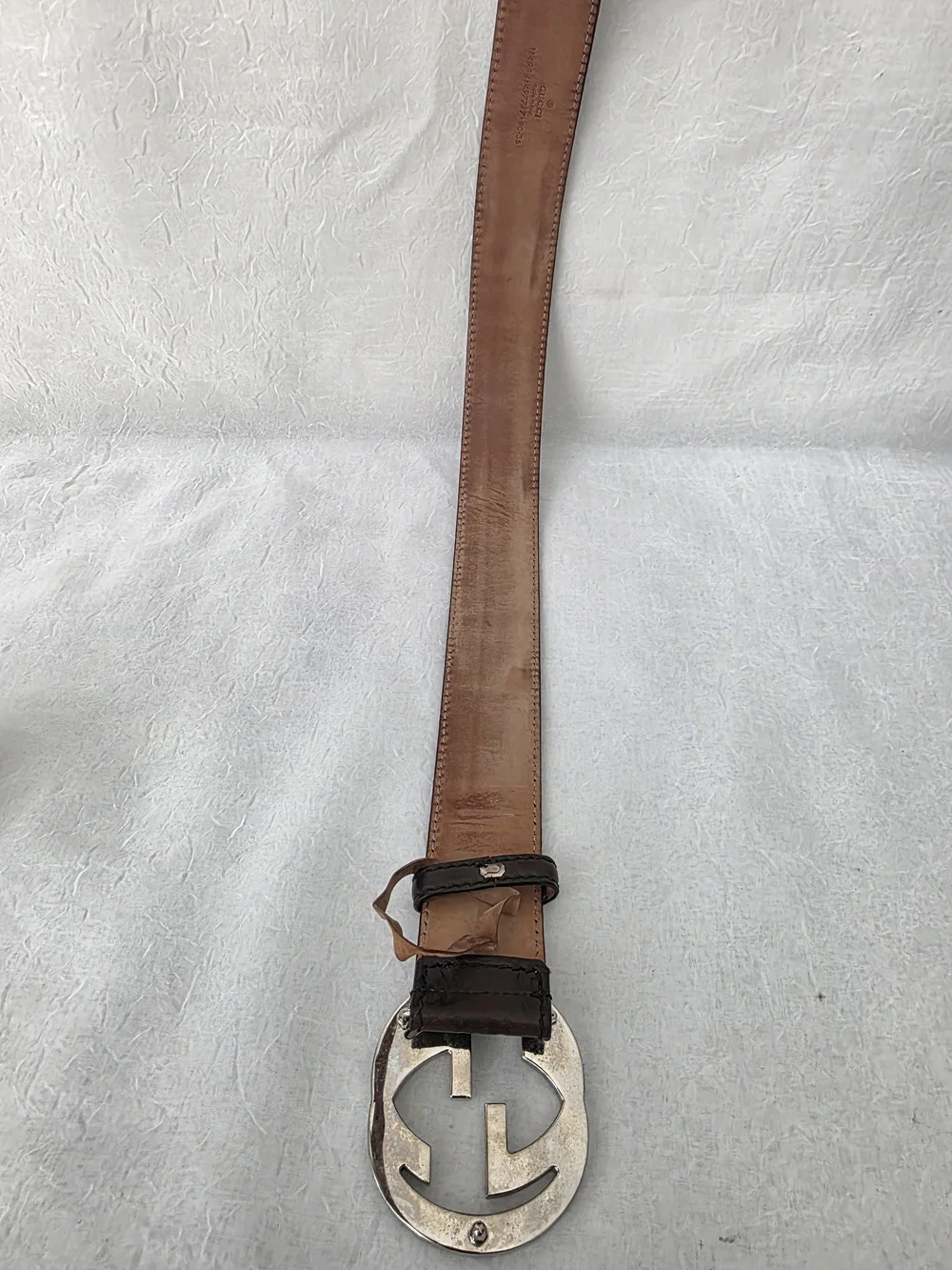 Auth Gucci Guccissima Double GG Leather Belt